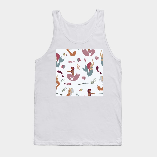 Mermaids on Pale Blue Condensed Tank Top by A2Gretchen